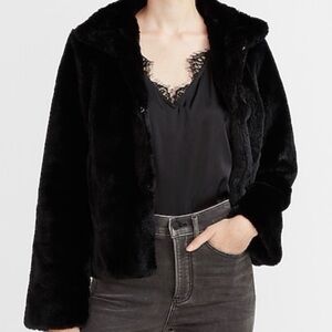 EXPRESS BLACK CROPPED FUR JACKET